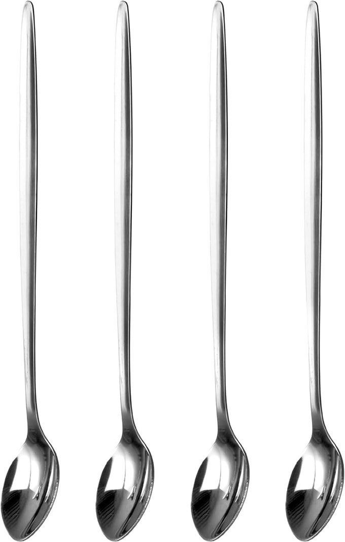 STAINLESS STEEL LONG HANDLE SODA SPOONS FOR LATTE COFFEE TEE DESERT ICE CREAM COCKTAIL MIXING BAR SPOONS PERFECT FOR TALL LATTE SUNDAE GLASSES