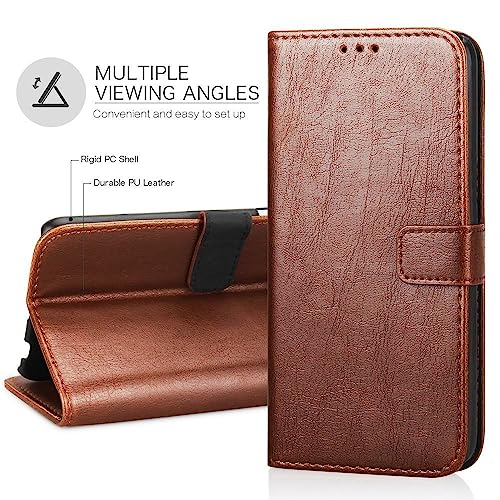 SHINESTAR Poco C71 / Redmi A5 Flip Back Cover | PU Leather Flip Cover Wallet Case with TPU Silicone Case Back Cover for Poco C71 / Redmi A5 - Classic Brown - Image 4