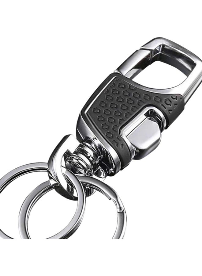 2 Pack Men's Metal & Leather Car & Motorcycle Key Chains, Anti-Loss Waist Clip, One Touch Design - Image 2