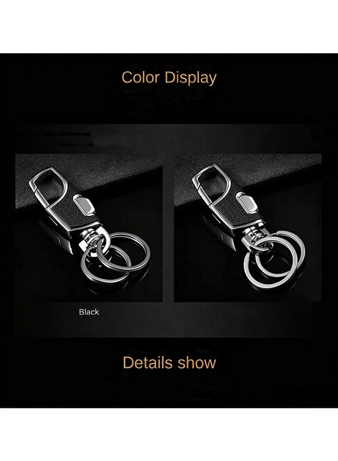 2 Pack Men's Metal & Leather Car & Motorcycle Key Chains, Anti-Loss Waist Clip, One Touch Design - Image 5