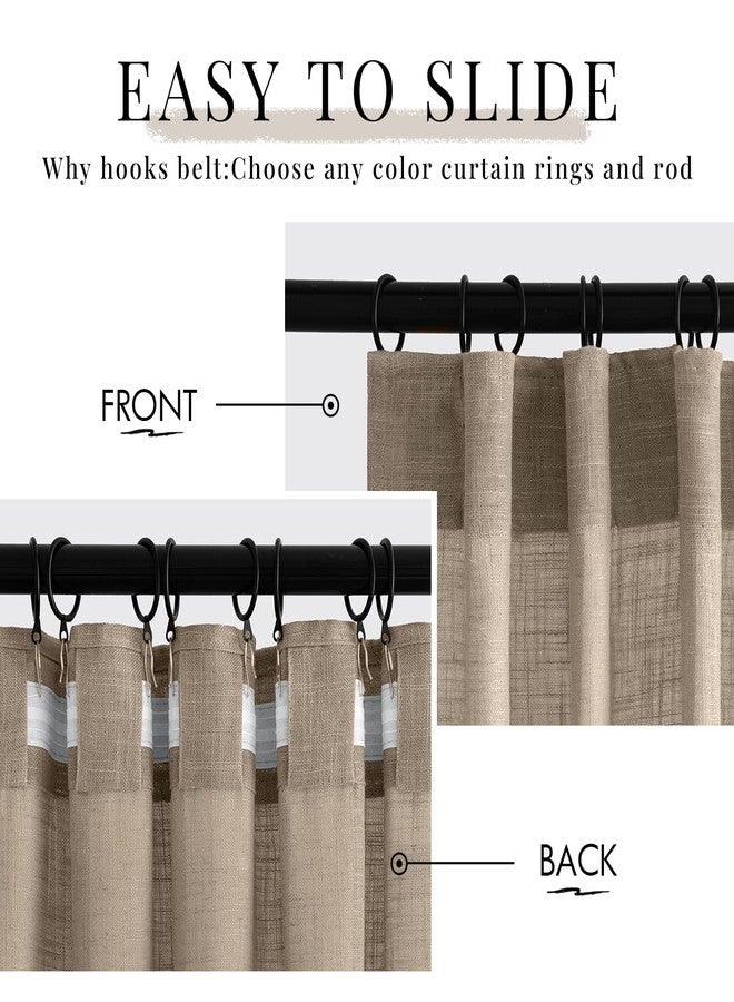MIULEE Taupe Linen Curtains 96 Inch Length 2 Panels for Bedroom Living Room, Back Tab & Hook Belt Pleated Soft Thick Linen Textured Window Drapes Semi Sheer Light Filtering Farmhouse Burlap Look Decor - Image 3