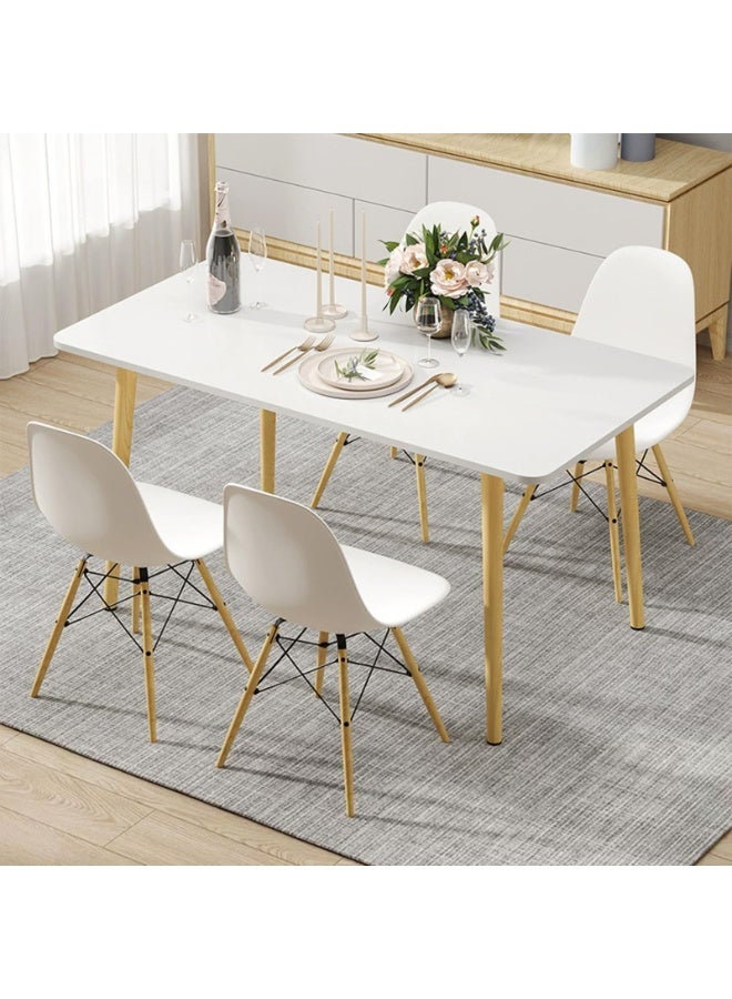 Modern Dining Table Kitchen Table, Rectangle Wood Home Living Room Table Bedroom Storage table, Office Meeting Table, 120×60×73CM (White,XJC-CZ-120CM) - Image 1