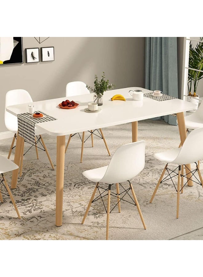 Modern Dining Table Kitchen Table, Rectangle Wood Home Living Room Table Bedroom Storage table, Office Meeting Table, 120×60×73CM (White,XJC-CZ-120CM) - Image 2