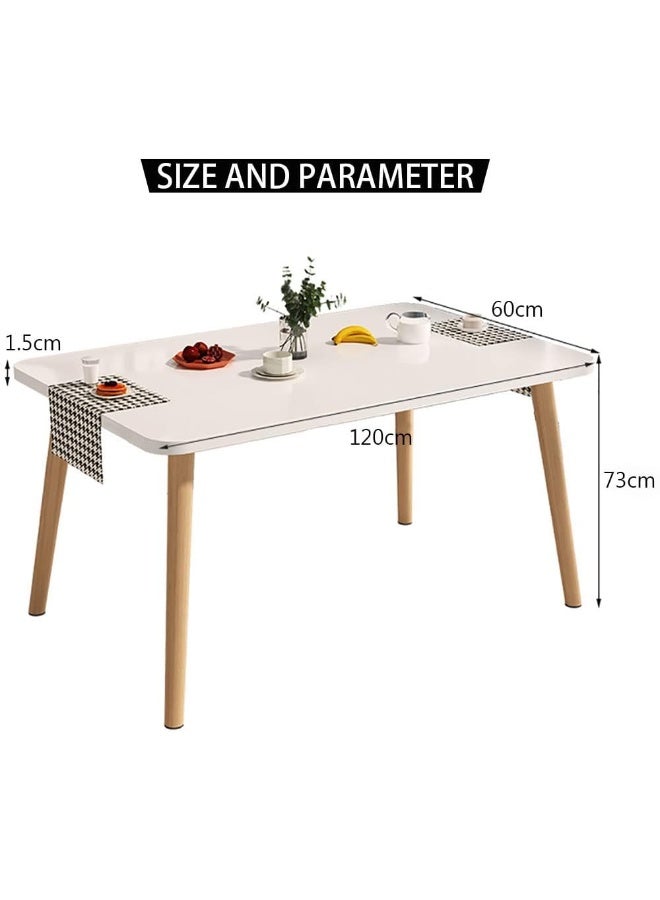 Modern Dining Table Kitchen Table, Rectangle Wood Home Living Room Table Bedroom Storage table, Office Meeting Table, 120×60×73CM (White,XJC-CZ-120CM) - Image 3