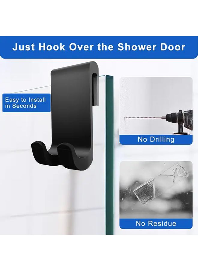 Black S Shape Hooks 2pcs No Damage Door Hanger for Kitchen Bathroom Towel Storage - Image 2
