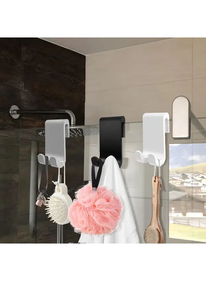 Black S Shape Hooks 2pcs No Damage Door Hanger for Kitchen Bathroom Towel Storage - Image 4