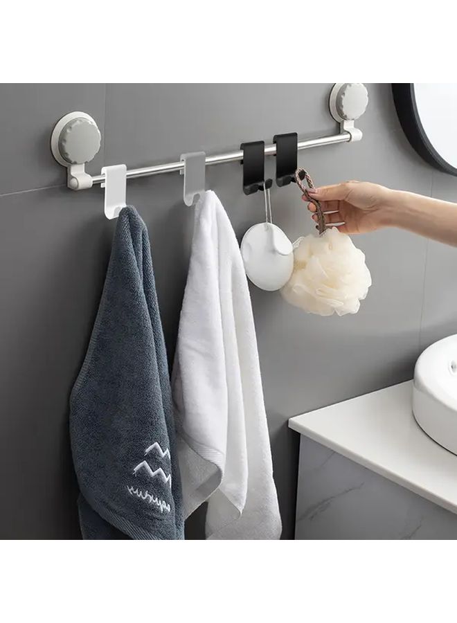 Black S Shape Hooks 2pcs No Damage Door Hanger for Kitchen Bathroom Towel Storage - Image 1