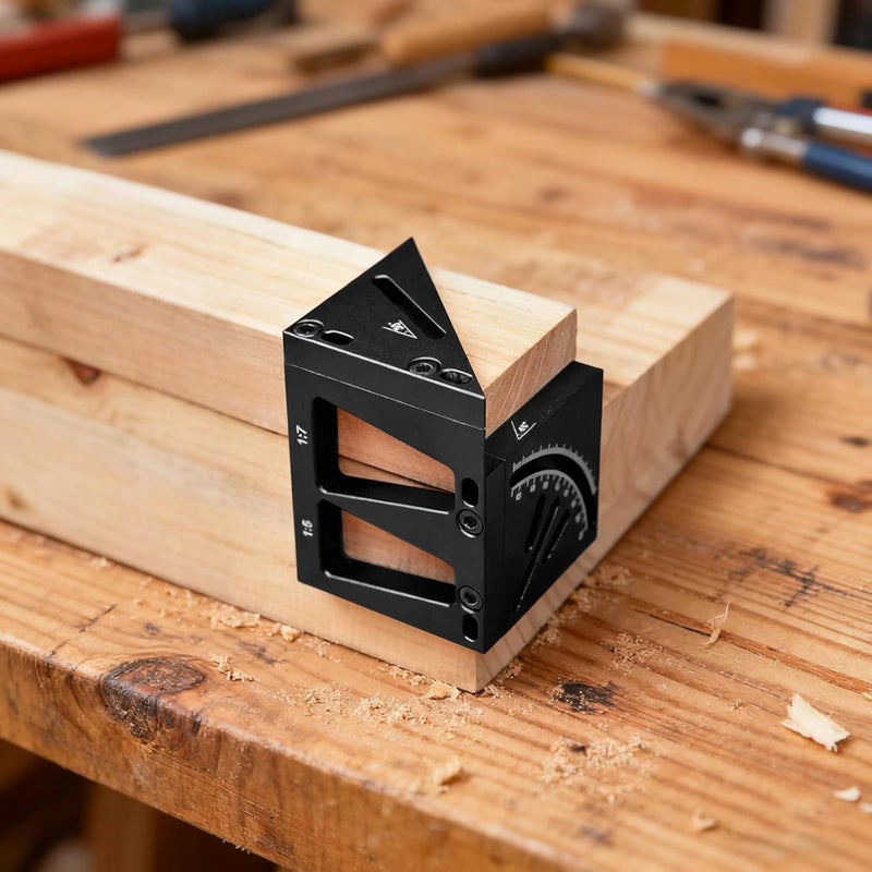 3D Multi Angle Measuring Ruler for Woodworking, Precision Aluminum Alloy Carpenter Square, Detachable Compact Design 1.8 X 1.8 X 2.4 in / 4.5 X 4.5 X 6 Cm - Image 4