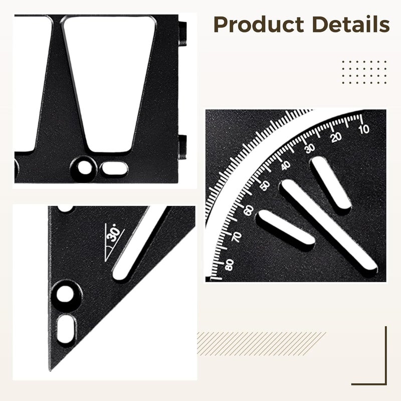 3D Multi Angle Measuring Ruler for Woodworking, Precision Aluminum Alloy Carpenter Square, Detachable Compact Design 1.8 X 1.8 X 2.4 in / 4.5 X 4.5 X 6 Cm - Image 2