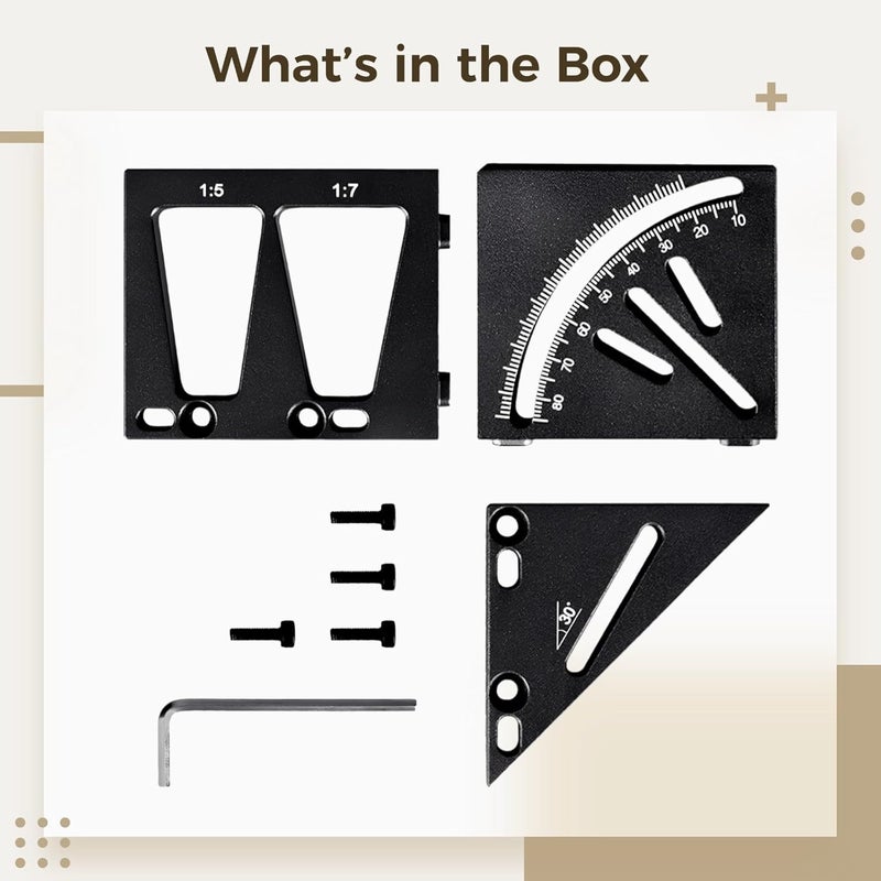 3D Multi Angle Measuring Ruler for Woodworking, Precision Aluminum Alloy Carpenter Square, Detachable Compact Design 1.8 X 1.8 X 2.4 in / 4.5 X 4.5 X 6 Cm - Image 3