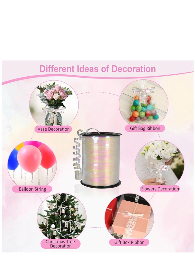 SYOSI Curling Ribbon, 500 Yard Iridescent White Ribbon, Curling Ribbon for Gift Wrapping, Balloon Ribbon, Balloon String, Curly Ribbon, 3/16" Gift Ribbon for Baby Shower - Image 4