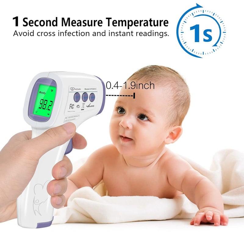 HeTaiDa Digital Thermometer for Adults and Kids, No Touch Forehead Thermometer for Baby, 2 in 1 Body Surface Mode Infrared Thermometer with Fever Alarm and Instant Accuracy Readings - Image 2