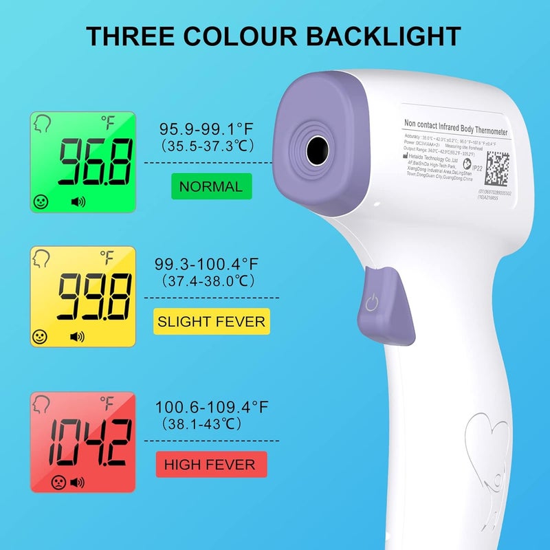 HeTaiDa Digital Thermometer for Adults and Kids, No Touch Forehead Thermometer for Baby, 2 in 1 Body Surface Mode Infrared Thermometer with Fever Alarm and Instant Accuracy Readings - Image 3