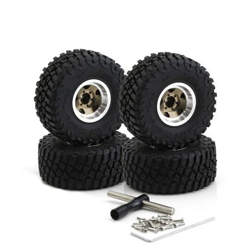 Chanmoo 1.0 Beadlock Wheels and Tires 1/24 1/18 RC Mud Slingers Grappler Tyres for 1：24 1:18 RC Scale Rock Crawler Car SCX24 FMS FCX24 TRX4M Axial AX24 90081 Gladiator Bronco C10 4PCS (Bronze) - Image 1
