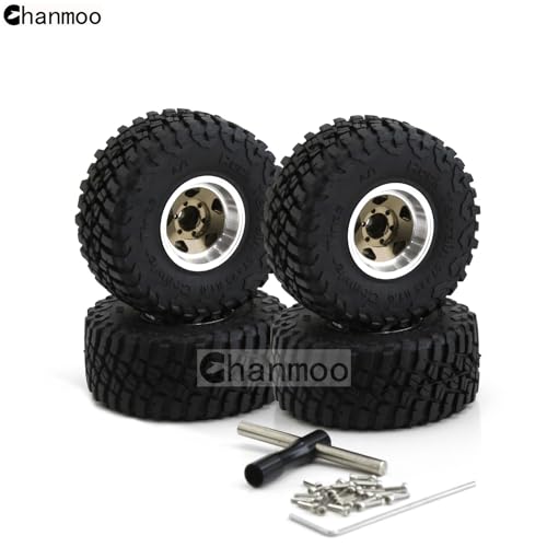 Chanmoo 1.0 Beadlock Wheels and Tires 1/24 1/18 RC Mud Slingers Grappler Tyres for 1：24 1:18 RC Scale Rock Crawler Car SCX24 FMS FCX24 TRX4M Axial AX24 90081 Gladiator Bronco C10 4PCS (Bronze) - Image 3