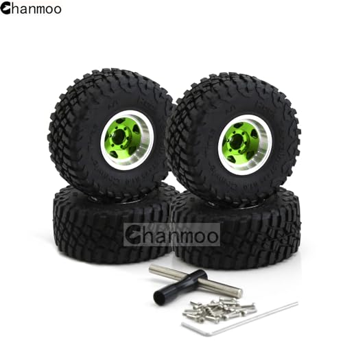 Chanmoo 1.0 Beadlock Wheels and Tires 1/24 1/18 RC Mud Slingers Grappler Tyres for 1：24 1:18 RC Scale Rock Crawler Car SCX24 FMS FCX24 TRX4M Axial AX24 90081 Gladiator Bronco C10 4PCS (Bronze) - Image 5