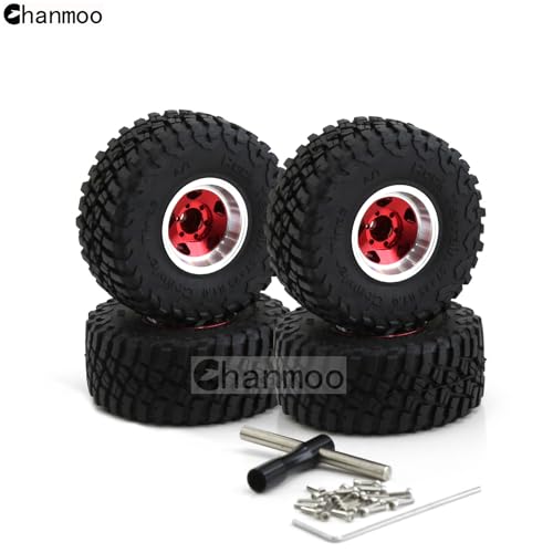 Chanmoo 1.0 Beadlock Wheels and Tires 1/24 1/18 RC Mud Slingers Grappler Tyres for 1：24 1:18 RC Scale Rock Crawler Car SCX24 FMS FCX24 TRX4M Axial AX24 90081 Gladiator Bronco C10 4PCS (Bronze) - Image 4