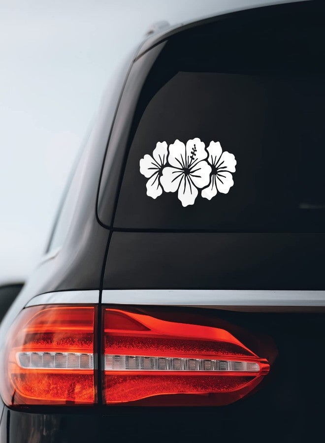 Bargain Max Decals ملصق مجموعة زهور الكركديه دفتر سيارة لابتوب 6" × 3" (أبيض) - Image 2