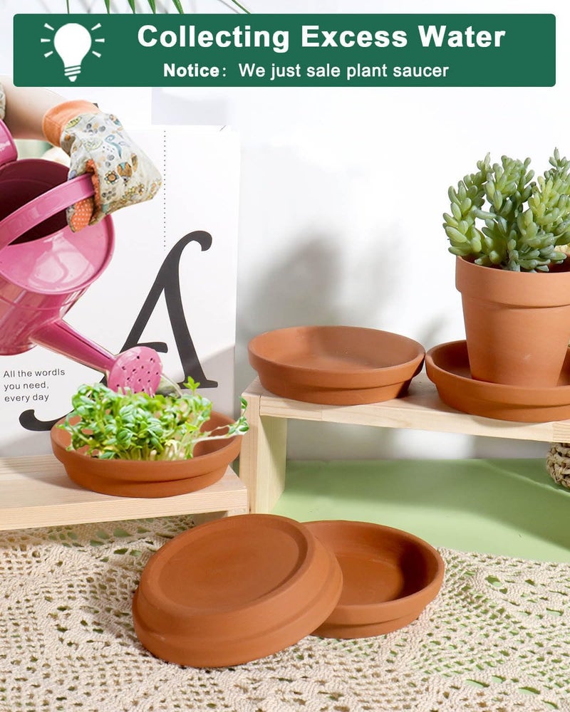 vensovo 4 Inch Terracotta Plant Saucer Pots Tray - 6 Pcs Round Planter Saucers for Indoor & Outdoor Plants, Small Clay Trays Perfect for 3 Inch 3.5 Inch 4 Inch Flower Pot - Image 4