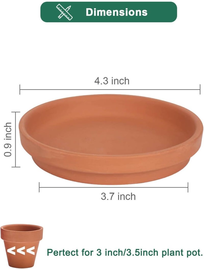 vensovo 4 Inch Terracotta Plant Saucer Pots Tray - 6 Pcs Round Planter Saucers for Indoor & Outdoor Plants, Small Clay Trays Perfect for 3 Inch 3.5 Inch 4 Inch Flower Pot - Image 2