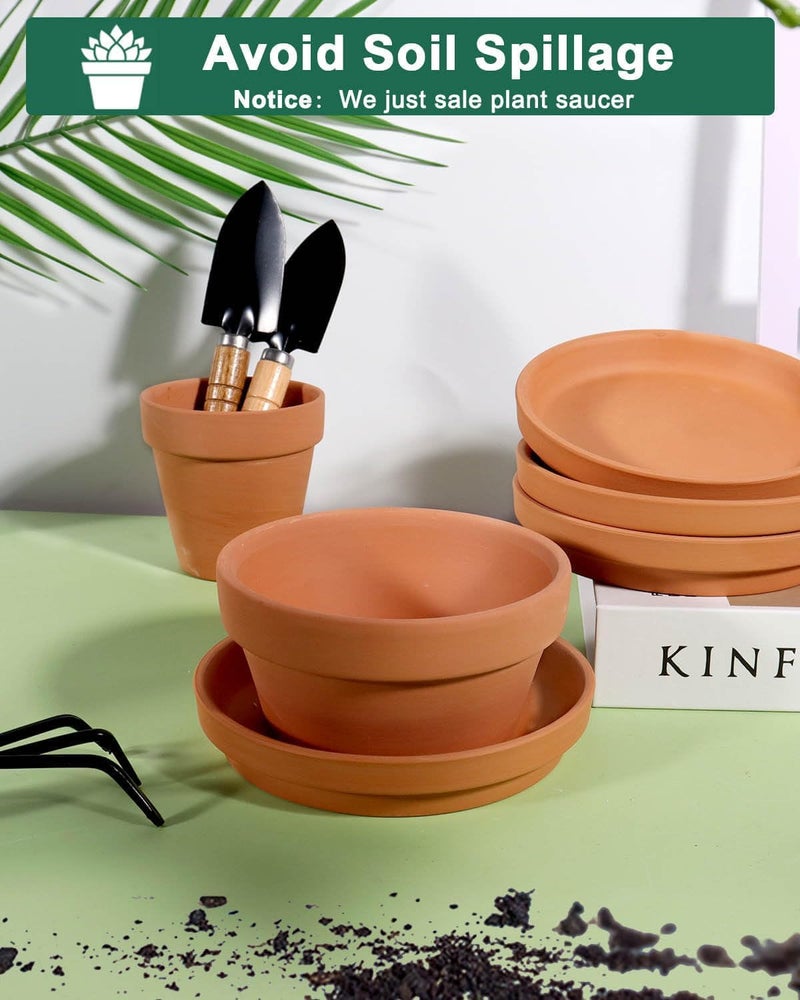vensovo 4 Inch Terracotta Plant Saucer Pots Tray - 6 Pcs Round Planter Saucers for Indoor & Outdoor Plants, Small Clay Trays Perfect for 3 Inch 3.5 Inch 4 Inch Flower Pot - Image 3