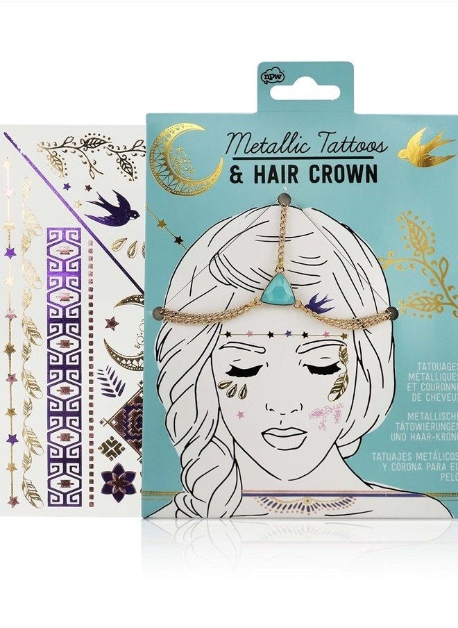 NPW - Metallic Temporary Tattoos and Hair Crown - Image 1