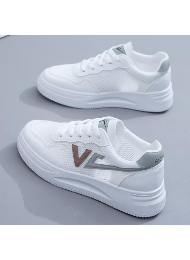 SHAKA White Shoes Women's Shoes Spring New Versatile Breathable Single Mesh Summer Canvas Sports Board Shoes Mesh Shoes Thin - Image 3