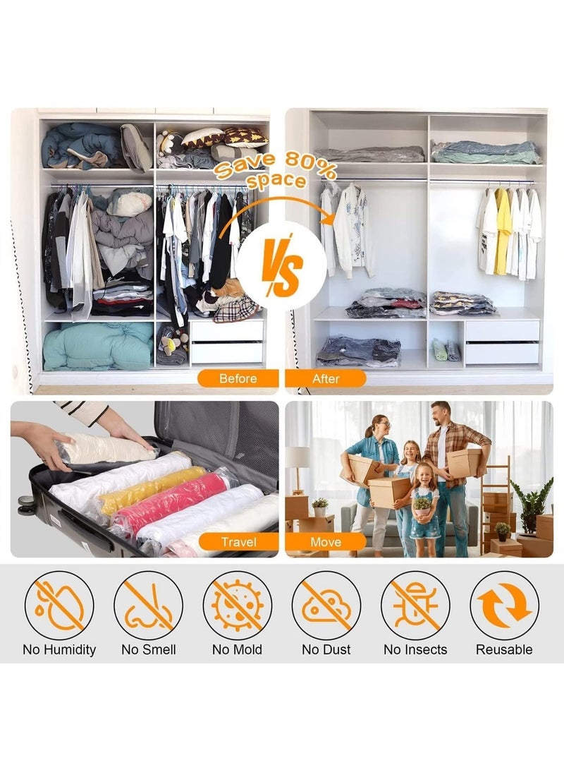 Vacuum Seal Storage Bags, 10 Pack Reusable Compression Bags(2 Jumbo + 2 Large + 2 Medium + 4 Small), Premium Vacuum Storage Bags with Electric Pump for Bedding, Clothes, Curtains, Pillows - Image 4