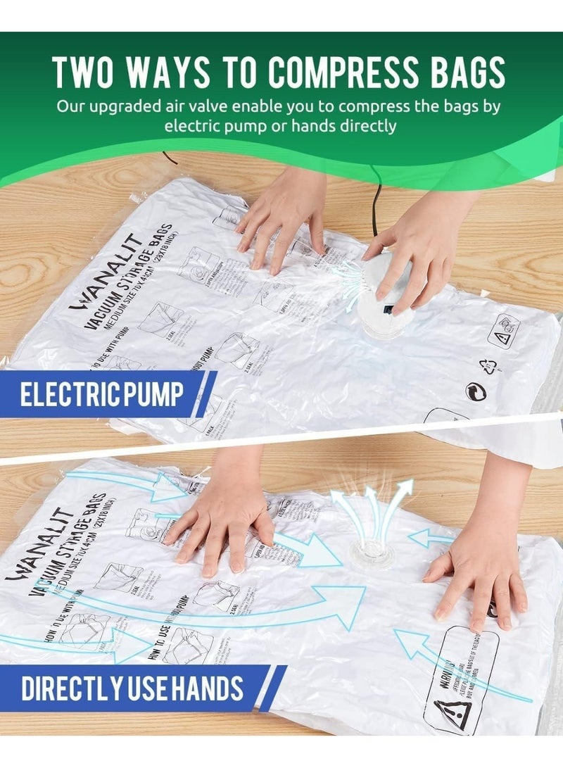 Vacuum Seal Storage Bags, 10 Pack Reusable Compression Bags(2 Jumbo + 2 Large + 2 Medium + 4 Small), Premium Vacuum Storage Bags with Electric Pump for Bedding, Clothes, Curtains, Pillows - Image 5