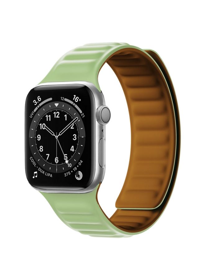 Replacement Strap Silicone Magnetic Strap Watch Band For Apple Watch Series 9&8&7 41mm / SE 3&SE 2&6&SE&5&4 40mm / 3&2&1 38mm Grass Green 