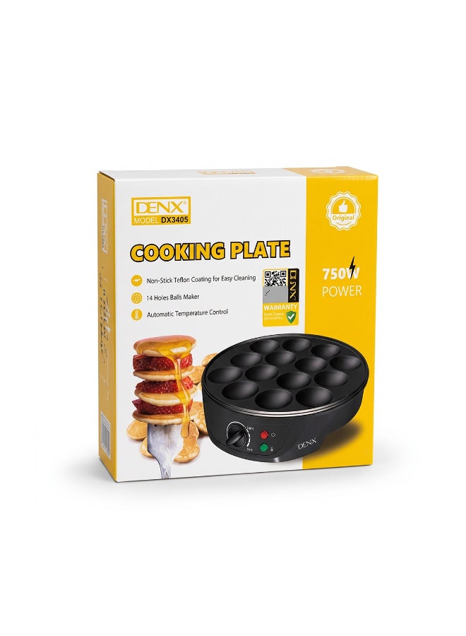 DENX Cooking Plate & 14-Hole Pancake Balls Maker 750W - Model DX3405 - Image 2