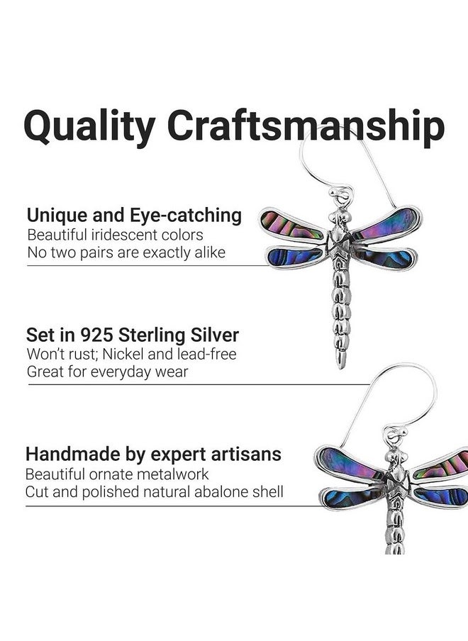 Shop LC Delivering Joy - Shop Lc Dragonfly Dangle Drop Earrings In 925 Sterling Silver Genuine Handmade Abalone Shell Dragonfly Jewelry For Women Natural Abalone Gemstones Bali Dangling Earrings Birthday Gifts For Women - Image 1
