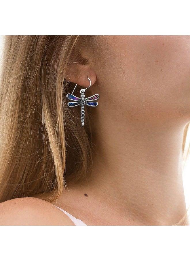 Shop LC Delivering Joy - Shop Lc Dragonfly Dangle Drop Earrings In 925 Sterling Silver Genuine Handmade Abalone Shell Dragonfly Jewelry For Women Natural Abalone Gemstones Bali Dangling Earrings Birthday Gifts For Women - Image 1