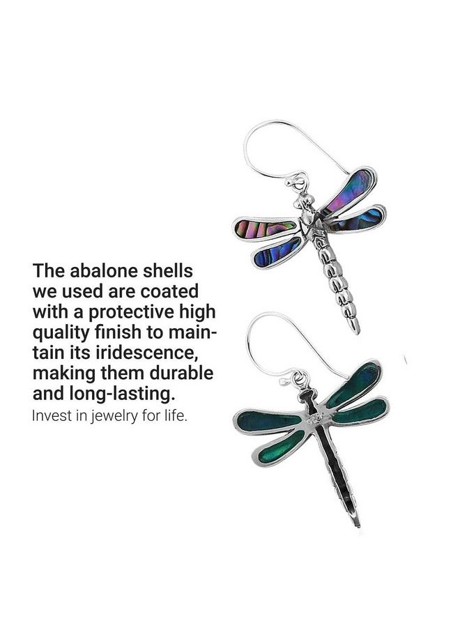 Shop LC Delivering Joy - Shop Lc Dragonfly Dangle Drop Earrings In 925 Sterling Silver Genuine Handmade Abalone Shell Dragonfly Jewelry For Women Natural Abalone Gemstones Bali Dangling Earrings Birthday Gifts For Women - Image 1