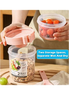 HQ-GAMING Portable Salad Cup, Overnight Oats Containers with Lid, Salad Meal Shaker Cup with Fork And Sauce Box, Yogurt Cup, Breakfast Cup, Food Storage Bento Box, School Lunch Box (White)  - Image 3