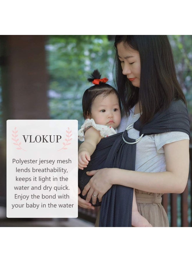 Vlokup Baby Water Ring Sling Carrier | Lightweight Breathable Mesh Baby Wrap for Infant, Newborn, Kids and Toddlers | Perfect for Summer, Swimming, Pool, Beach | Great for Dad too Grey - Image 4