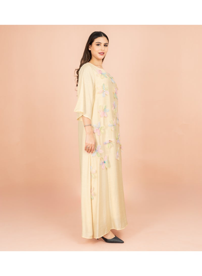 IKKXA Three Dimensional Flowers Crystal Solid Modern Jalabiya - Image 3