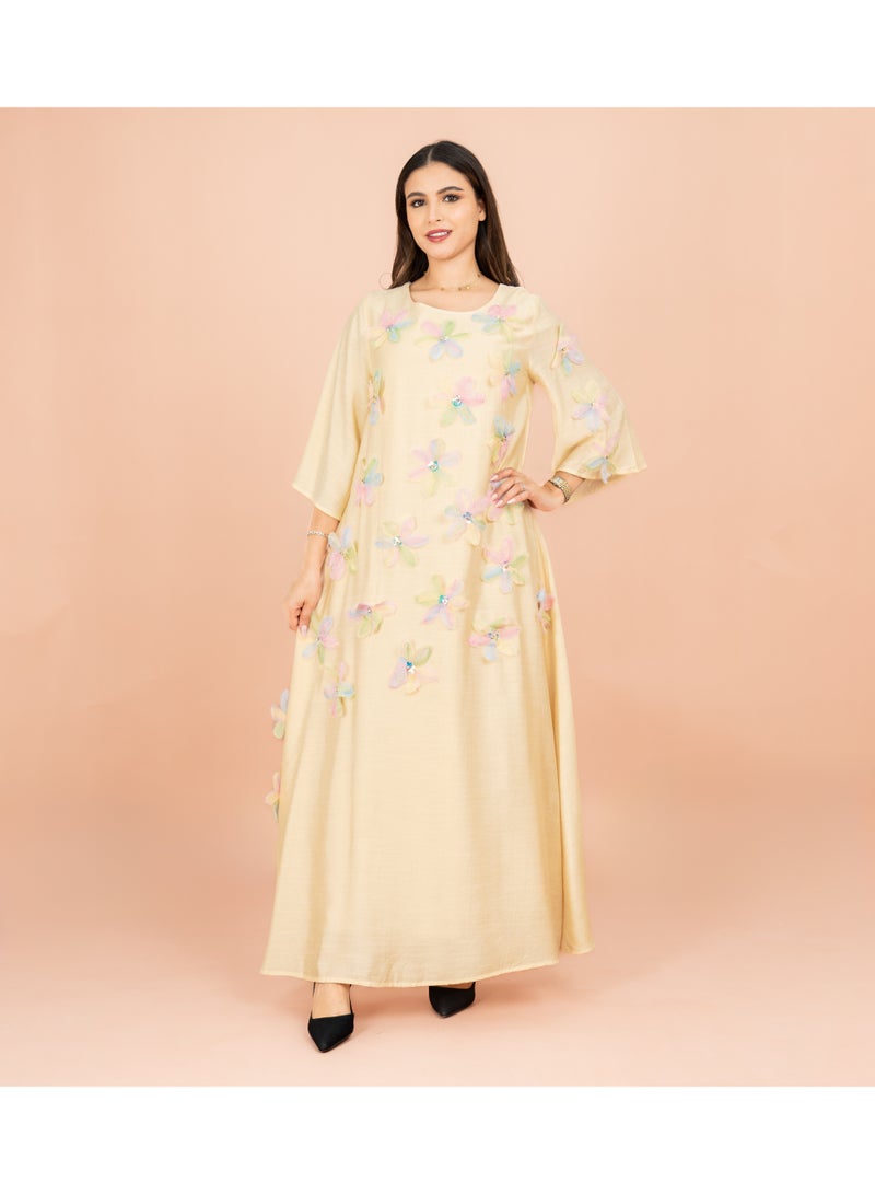 IKKXA Three Dimensional Flowers Crystal Solid Modern Jalabiya - Image 1