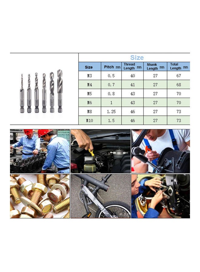 NIBEMINENT 6-Piece HSS Deburr Countersink Bit Set Silver 6.7, 6.8, 7, 7.3, 7.3cm  - Image 4