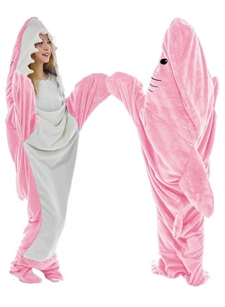 Cartoon One Piece Shark Sleeping Bag Flannel Blanket Shark Couple Lounge Clothes One Piece Pajamas For Adults and Children Wearable Shark Blanket Hoodie (Pink) - pzsku/Z35DB593156D693879D63Z/45/_/1706856989/45370ab8-c042-45cf-bf46-ad8e8985c9dd