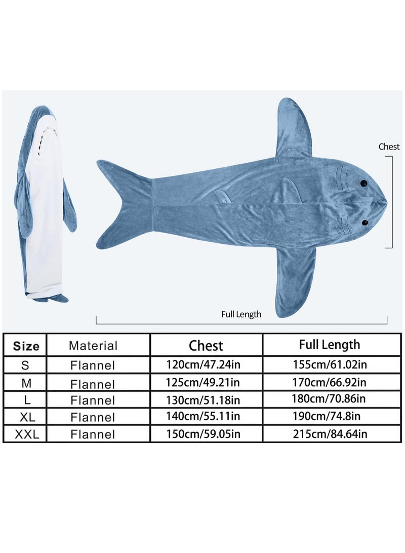 Cartoon One Piece Shark Sleeping Bag Flannel Blanket Shark Couple Lounge Clothes One Piece Pajamas For Adults and Children Wearable Shark Blanket Hoodie (Pink)