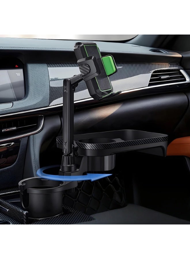 NANAO Car Food Tray,Cup Holder Expander with Adjustable Base,Detachable Automobile 360 ° Rotation Large Dining Table,Phone Holder Connected by Swivel Arm,For Eating and Storage in The Car - Image 2