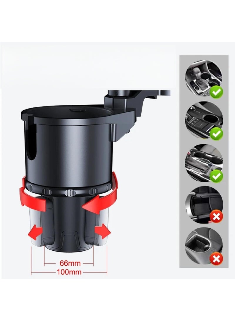 NANAO Car Food Tray,Cup Holder Expander with Adjustable Base,Detachable Automobile 360 ° Rotation Large Dining Table,Phone Holder Connected by Swivel Arm,For Eating and Storage in The Car - Image 4