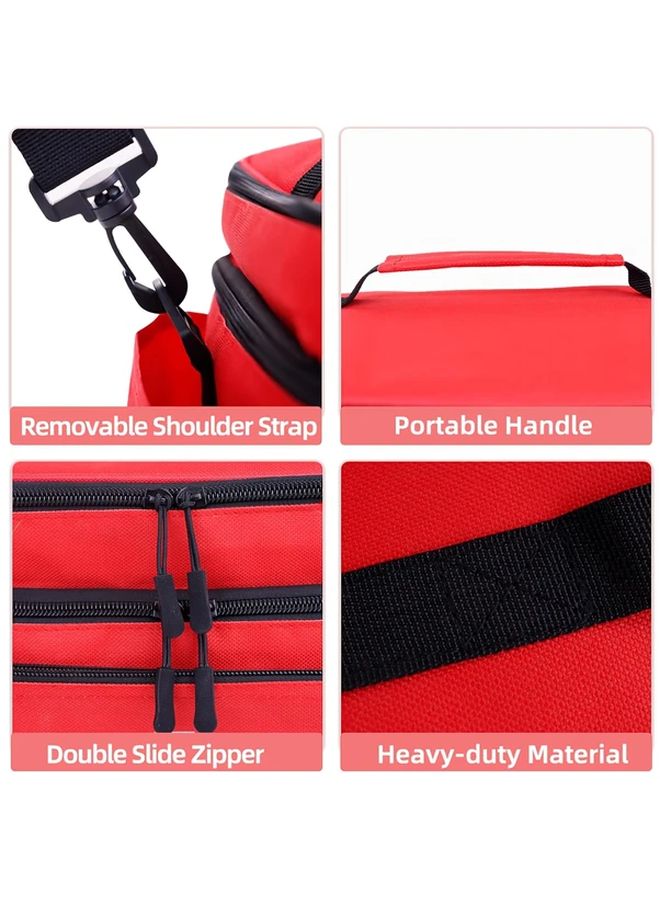 Red Pill Organizer Travel Medicine Bag 15x8.2x7 Inch Home Storage First Aid - Image 4