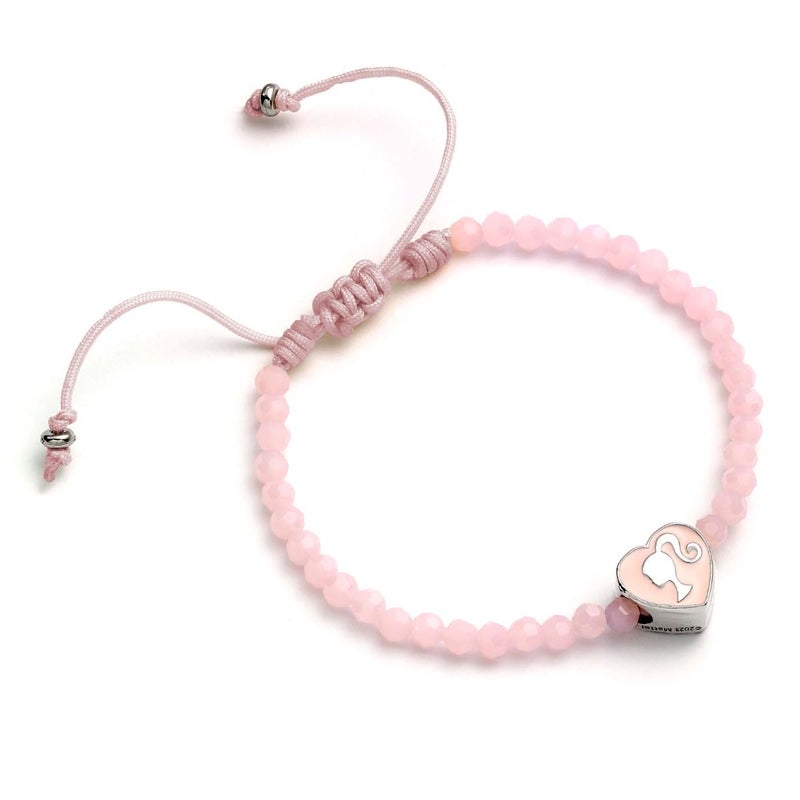 Barbie ™️ Pink Bead Friendship Bracelet with Heart Shaped Bead - Image 2