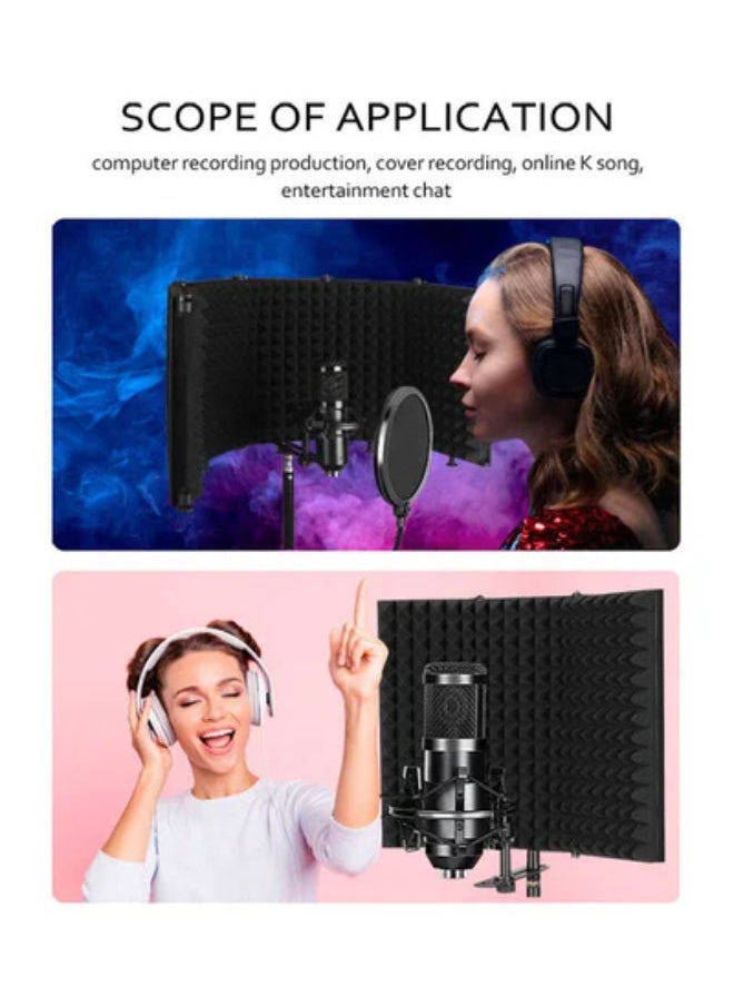 SHOPI - Portable Vocal Booth Recording Microphone Isolation Shield 5-Panel - Image 1