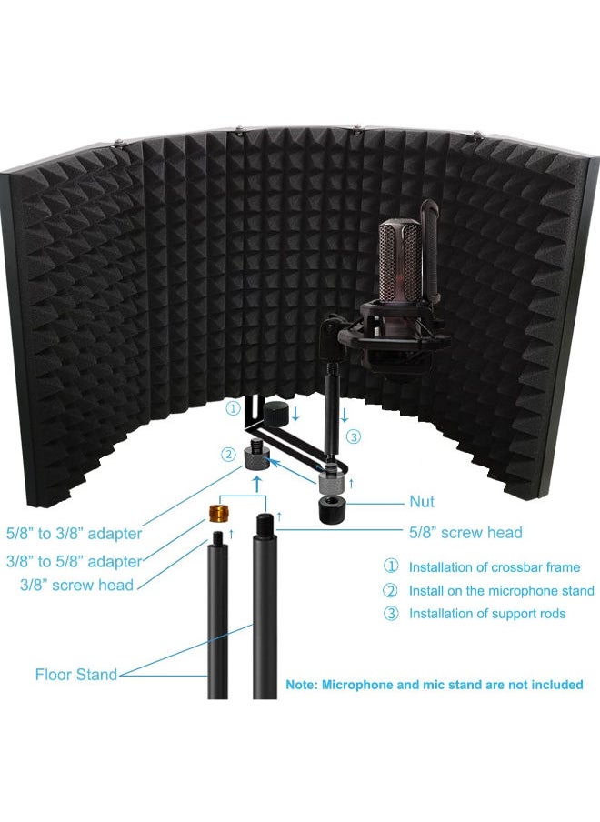 SHOPI - Portable Vocal Booth Recording Microphone Isolation Shield 5-Panel - Image 1