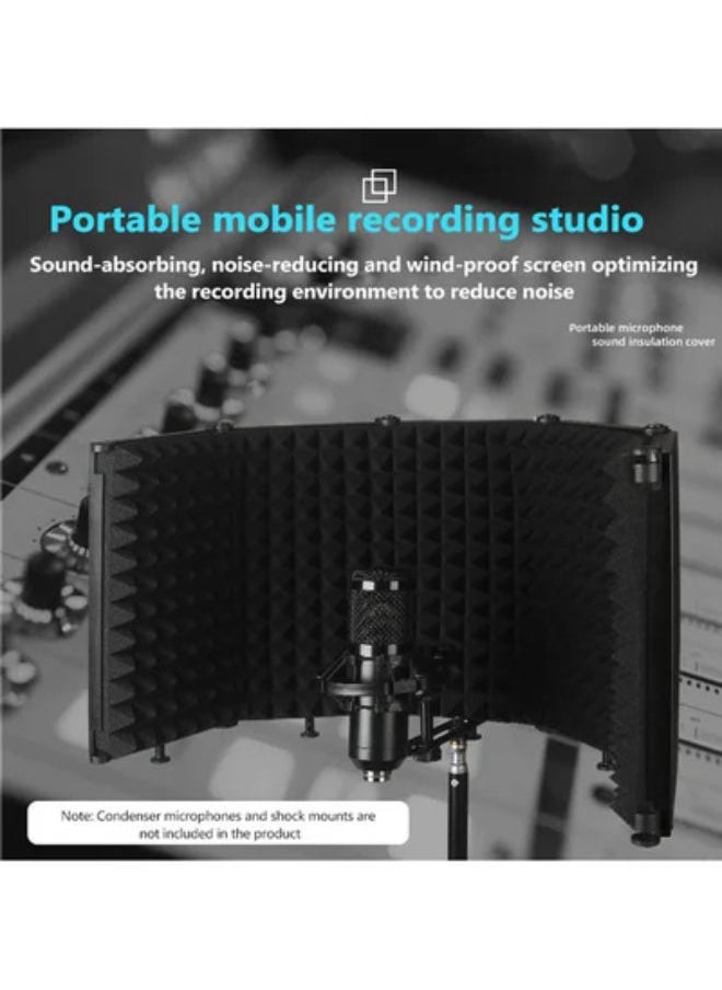 SHOPI - Portable Vocal Booth Recording Microphone Isolation Shield 5-Panel - Image 1
