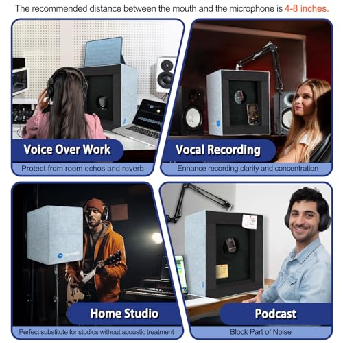 TroyStudio Enclosed Vocal Booth, Portable Microphone Isolation Shield, Foldable Reflection Filter with Acoustic Foam & Panels, Recording Sound Box Home Studio Equipment for Podcast Music Voice Over - Image 5