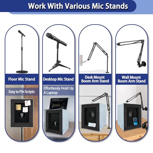 TroyStudio Enclosed Vocal Booth, Portable Microphone Isolation Shield, Foldable Reflection Filter with Acoustic Foam & Panels, Recording Sound Box Home Studio Equipment for Podcast Music Voice Over - Image 4